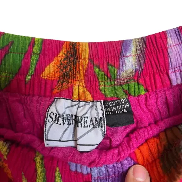 Silver Stream Vintage Tiered Floral Maxi Skirt Tropical Print Maximalist Pink OS - Picture 3 of 10